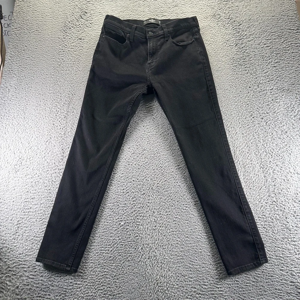 Hollister Jeans‎ Mens 33x32 Black Cotton Denim Tapered Leg Workwear Stretch